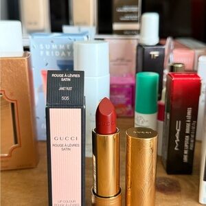 Gucci Red Lipstick Luxurious Metallic Gold Tube